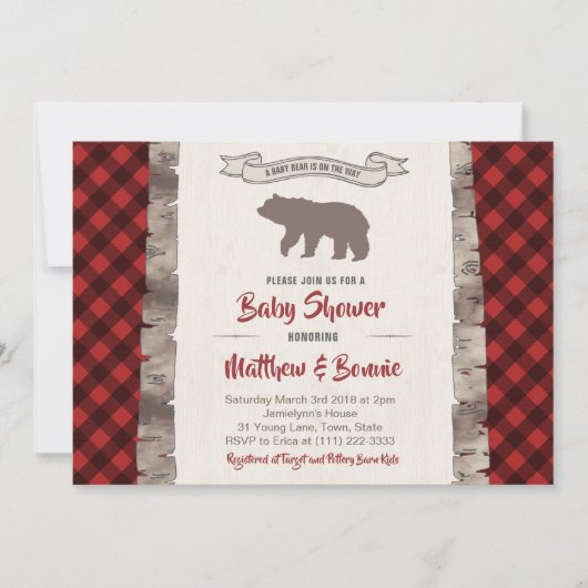 Grizzly Beer Cub Winter Pset Baby shower Kaart (Voorkant)