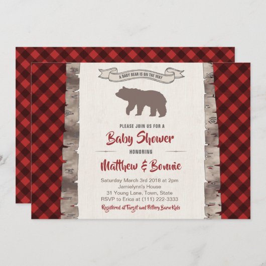 Grizzly Beer Cub Winter Pset Baby shower Kaart (Voorkant / Achterkant)