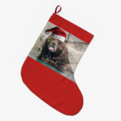 Grizzly Beer die een Pet van de Sinterklaas draagt Grote Kerstsok (Voorkant (Hangend))