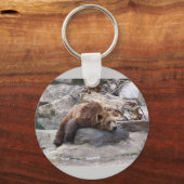 Grizzly Beer die op Rock rust Sleutelhanger (Voorkant)