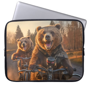 Grizzly Beer Dier Fun Fietsfiets Happy Relax Laptop Sleeve