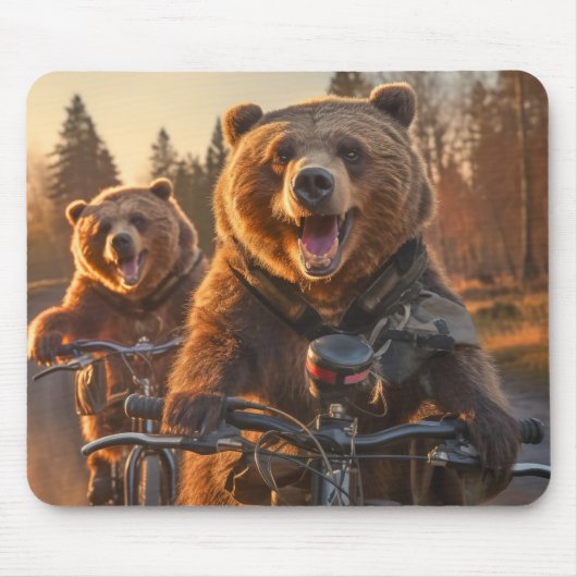 Grizzly Beer Dier Fun Fietsfiets Happy Relax Muismat (Voorkant)