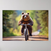 Grizzly Beer Dier Fun Fietsfiets Happy Relax Poster (Voorkant)