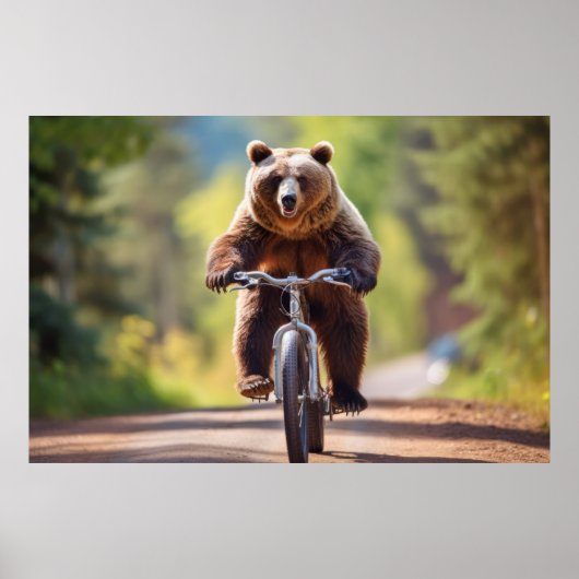 Grizzly Beer Dier Fun Fietsfiets Happy Relax Poster (Voorkant)