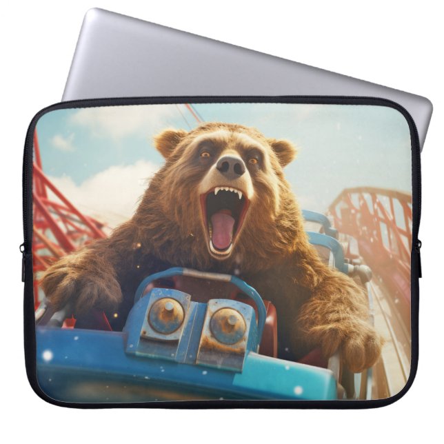 Grizzly Beer Dier Fun Roller onderzetter Happy Tim Laptop Sleeve (Voorkant)