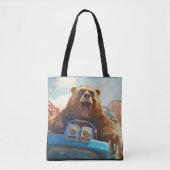 Grizzly Beer Dier Fun Roller onderzetter Happy Tim Tote Bag (Voorkant)
