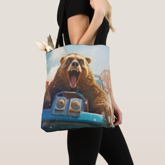Grizzly Beer Dier Fun Roller onderzetter Happy Tim Tote Bag (Dichtbij)