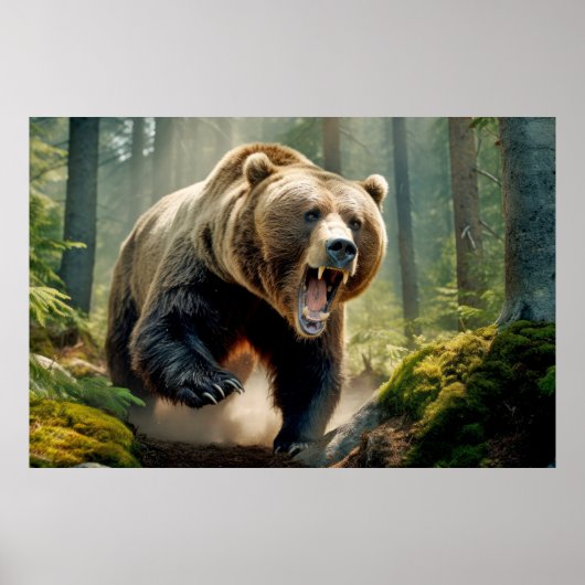 Grizzly Beer Dier Natuur Majestic Wild Poster (Voorkant)