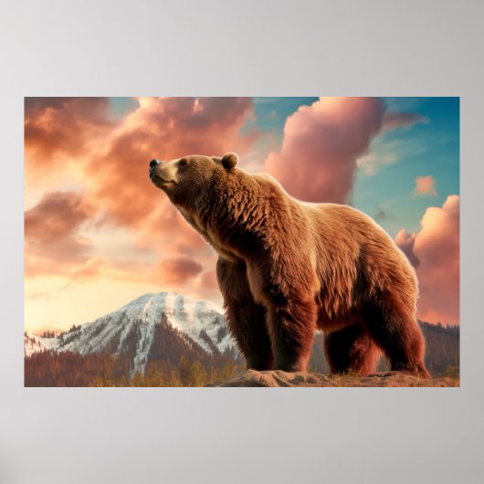 Grizzly Beer Dier Natuur Majestic Wild Poster (Voorkant)