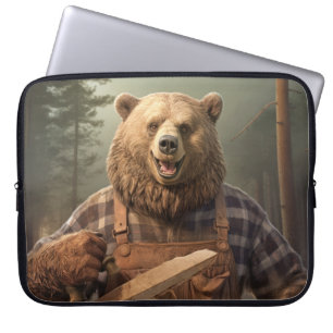 Grizzly Beer Dierenplezier Gitaar Happy Time Laptop Sleeve