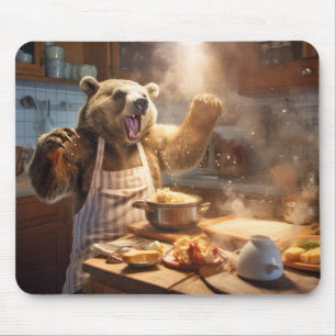 Grizzly Beer Dierenplezier Koken Keuken Happy Muismat