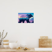 Grizzly Beer Dubbele Blootstelling Dierlijke Natuu Poster (Keuken)