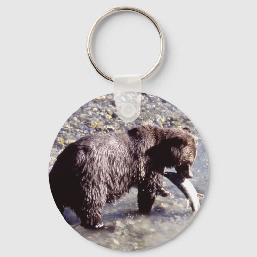 Grizzly Beer Eet een zalm Sleutelhanger (Voorkant)