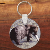 Grizzly Beer Eet een zalm Sleutelhanger (Voorkant)
