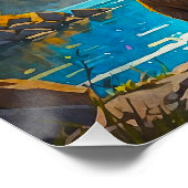 Grizzly Beer en Northern Lights Art Perfect Poster (Hoek)