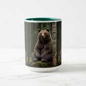 Grizzly Beer en Totem Pole Wildlife Art Mok (Midden)