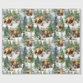 Grizzly Beer Familie Roam Een Winter Bosbos Cadeaupapier (Vlak)