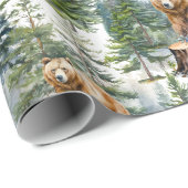 Grizzly Beer Familie Roam Een Winter Bosbos Cadeaupapier (Rol Hoek)
