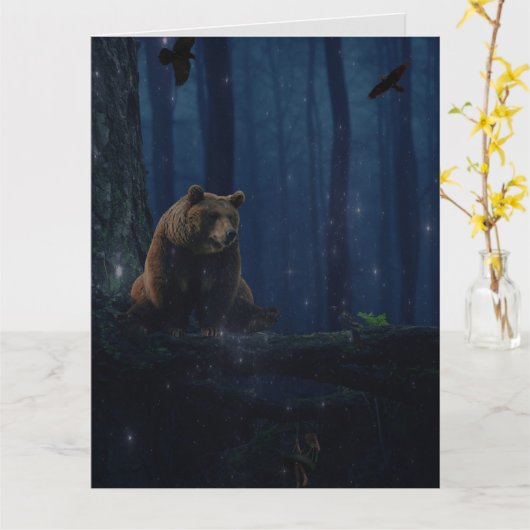 GRIZZLY BEER FIREFLILISEERT FANTASY BIG BIRTHDAY K KAART (Gele Bloem)