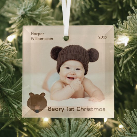Grizzly Beer Foto Baby eerste kerstdag Glas Ornament (Insitu)