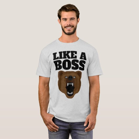 GRIZZLY BEER FUNNY BOSS MANNEN T-SHIRTS (Voorkant volledig)