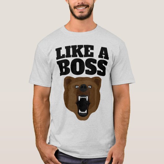 GRIZZLY BEER FUNNY BOSS MANNEN T-SHIRTS (Voorkant)