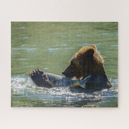 Grizzly Beer gevangen een zalmpuzzel Legpuzzel (Horizontaal)