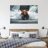 Grizzly Beer Gevist bij Herfsten Canvas Afdruk (Insitu (Slaapkamer))