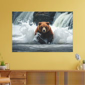 Grizzly Beer Gevist bij Herfsten Canvas Afdruk (Insitu (Woonkamer))