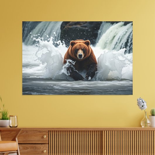 Grizzly Beer Gevist bij Herfsten Canvas Afdruk (Insitu (Woonkamer))