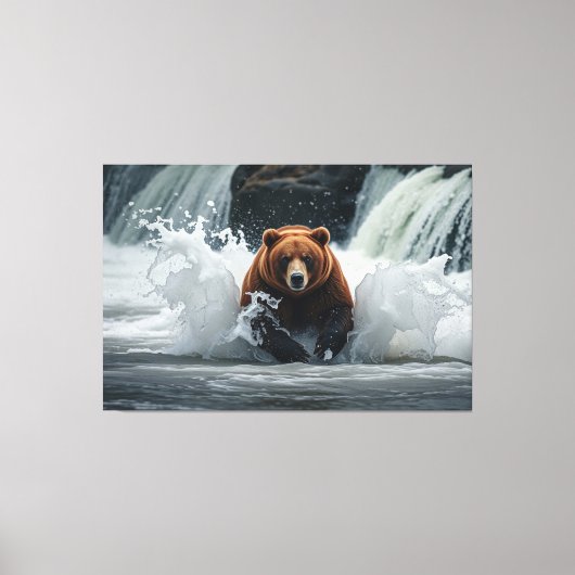 Grizzly Beer Gevist bij Herfsten Canvas Afdruk (Voorkant)