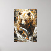 Grizzly Beer Gevist in Dynamic Impasto Style Canvas Afdruk (Voorkant)