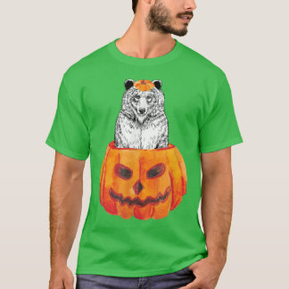 Grizzly beer Happy Halloween Pumpkin Woodland Anim T-shirt