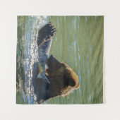 Grizzly Beer heeft een zalm gevangen Wandkleed (Voorkant (horizontaal))