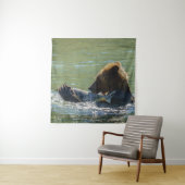 Grizzly Beer heeft een zalm gevangen Wandkleed (In situ)