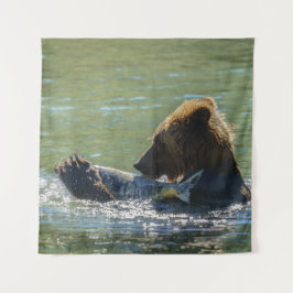Grizzly Beer heeft een zalm gevangen Wandkleed