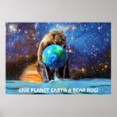Grizzly Beer Holding Planet Earth Art Poster (Voorkant)