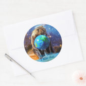 Grizzly Beer Hugging Planet Earth Day Ronde Sticker (Envelop)