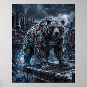 Grizzly Beer IJzeren Berg Circuit Kunstprint Poster