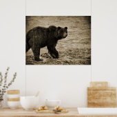 Grizzly Beer in Antiek Poster (Keuken)