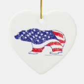 Grizzly beer in de Amerikaanse vlag Keramisch Ornament (Achterkant)