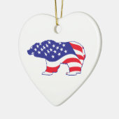 Grizzly beer in de Amerikaanse vlag Keramisch Ornament (Links)