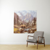 Grizzly Beer in de Rocky Mountains / AF-006beer,g Wandkleed (In situ)