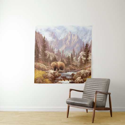 Grizzly Beer in de Rocky Mountains / AF-006beer,g Wandkleed (In situ)