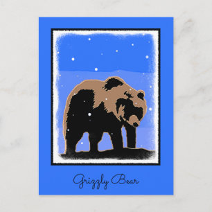 Grizzly Beer in de winter - Oorspronkelijke Wilde  Briefkaart