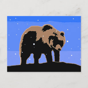 Grizzly Beer in de winter - Oorspronkelijke Wilde  Briefkaart