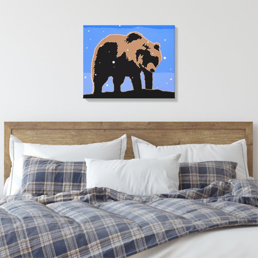 Grizzly Beer in de winter - Oorspronkelijke Wilde Canvas Afdruk (Insitu (Slaapkamer))