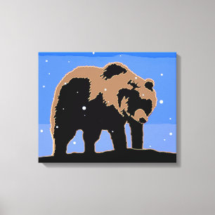 Grizzly Beer in de winter - Oorspronkelijke Wilde Canvas Afdruk