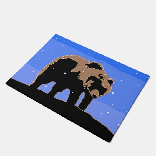 Grizzly Beer in de winter - Oorspronkelijke Wilde Deurmat (Schuin)