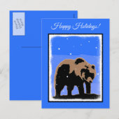 Grizzly Beer in de winter - Oorspronkelijke Wilde  Feestdagenkaart (Voorkant / Achterkant)